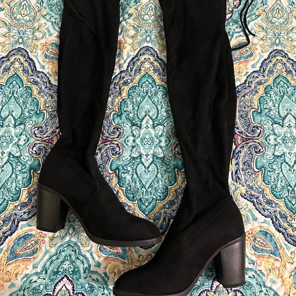 Over the knee black boots